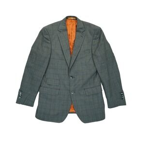 Bianco Brioni Super Fine 150's Wool Coat Size 38R US Gray Plaid Mens Italy Made